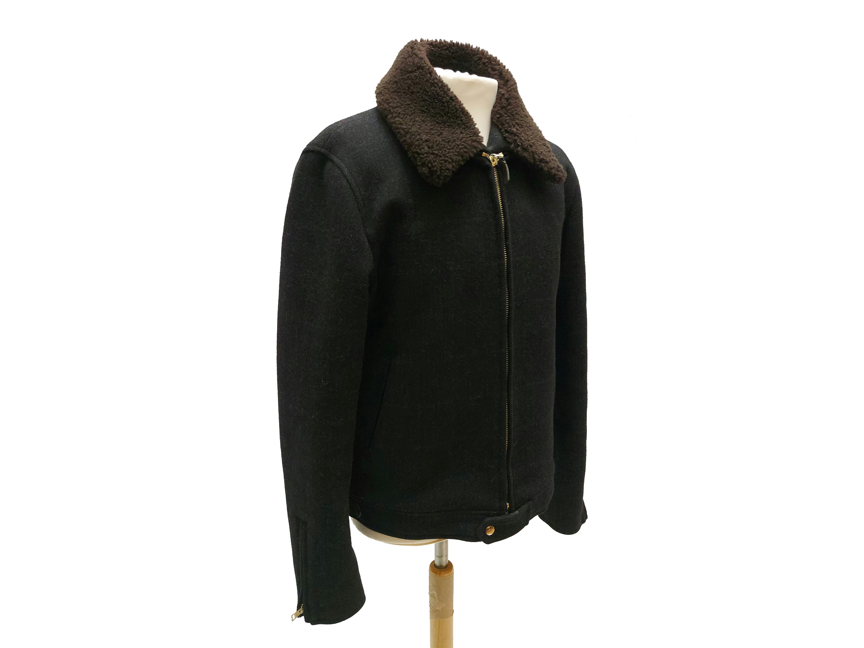 Gucci, Giaccone da uomo in lana grigia con collo in shearling marrone removibile