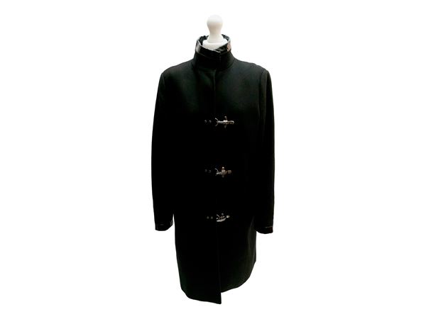 Fay - Virginia Coat in Black Wool