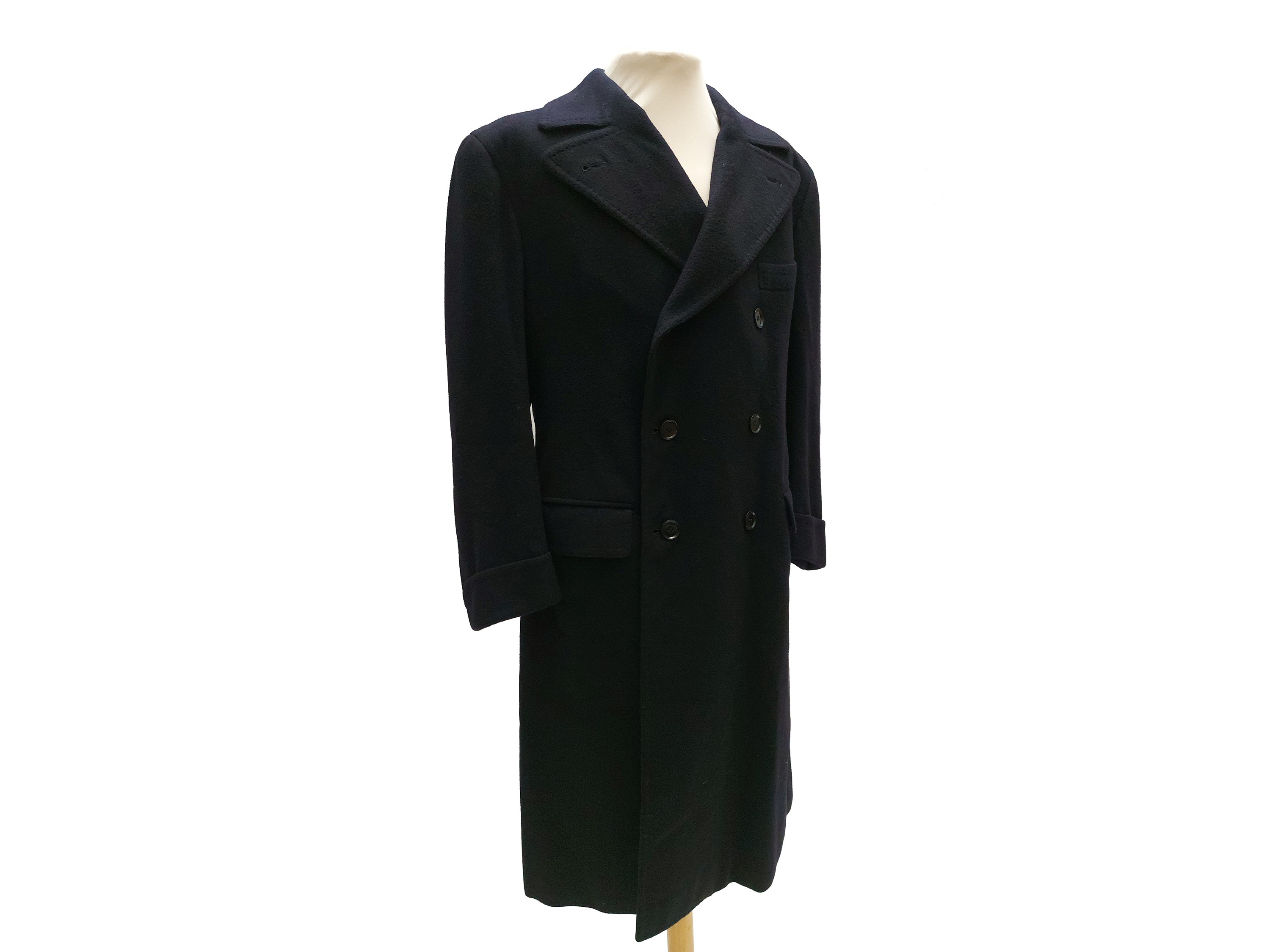 Caraceni, Cappotto da uomo in cashmere blu doppio petto