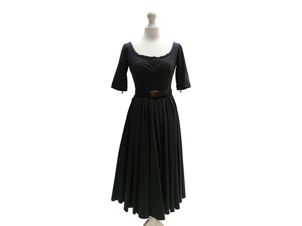 Prada - Abito midi in cotone blu