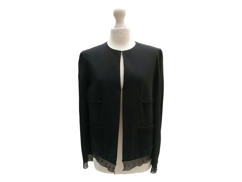 Prada - Giacca in Crepe Blu Notte