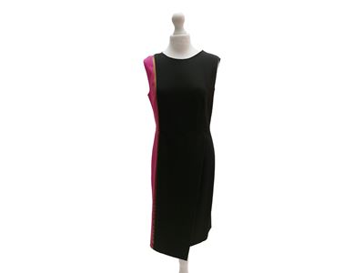 Salvatore Ferragamo, Smanicato in lana nera e fucsia