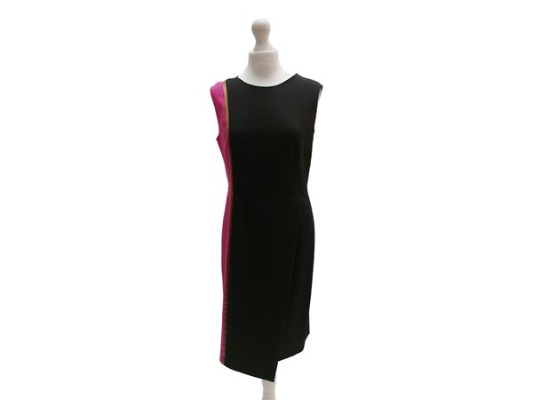 Salvatore Ferragamo - Black and fuchsia wool dress