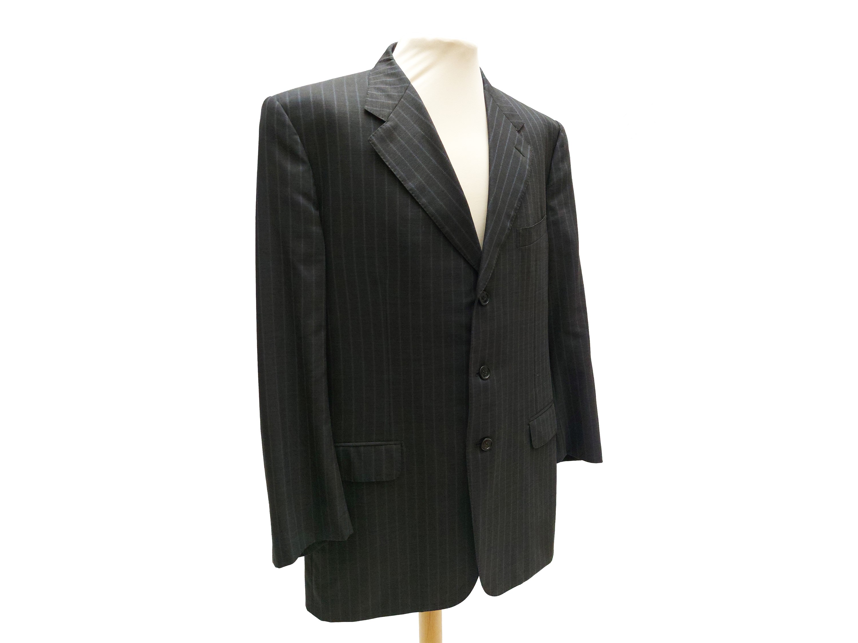 Corneliani - Completo da Uomo Gessato Grigio Canna di Fucile