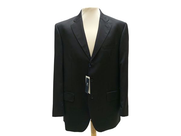 Men's midnight blue viscose jacket, Fellini
