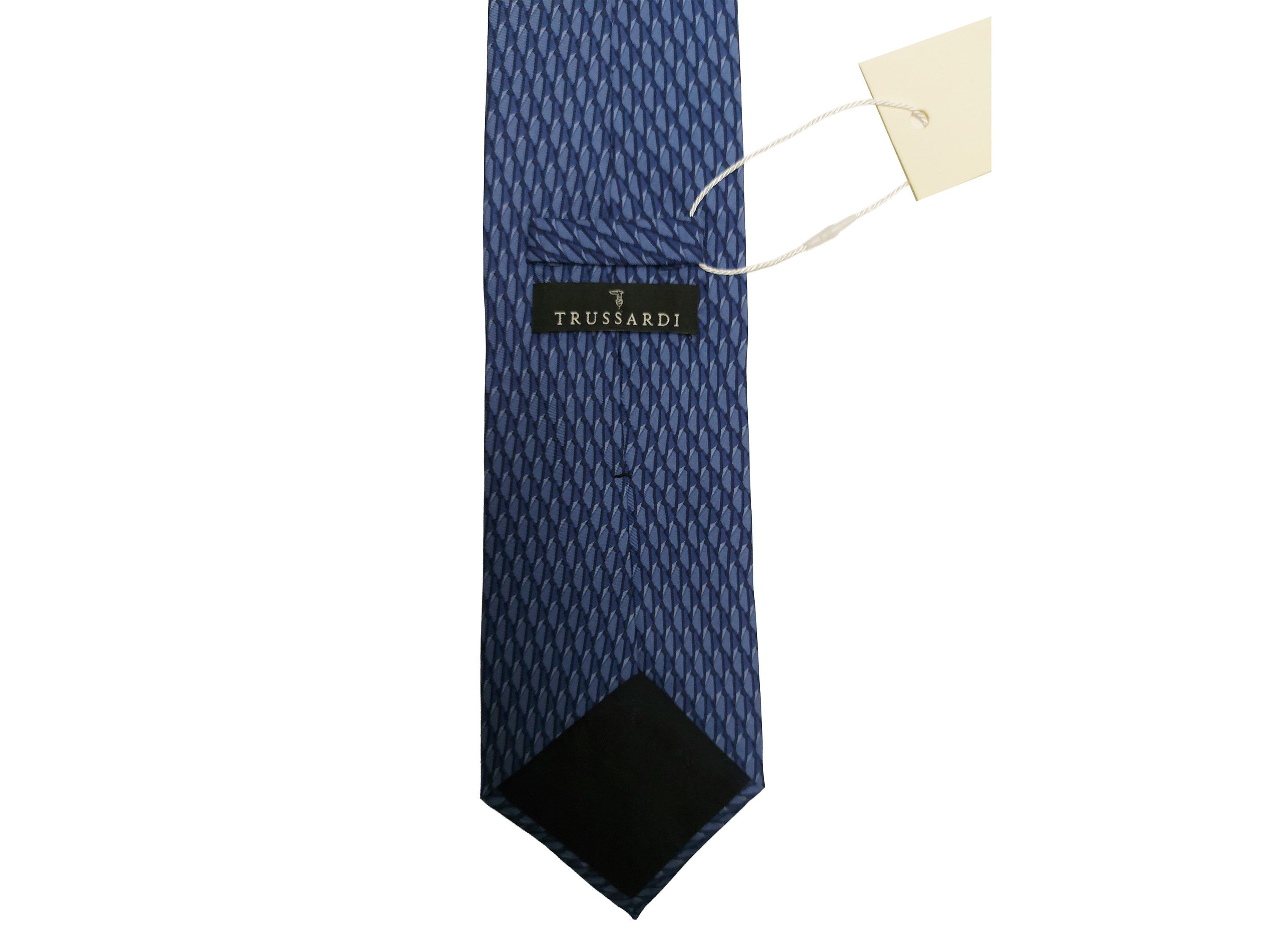 Giacca sartoriale da uomo spigata blu, monopetto a tre bottoni, abbinata a Cravatta Trussardi in ...