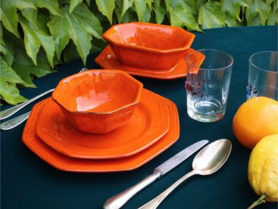 Servizio di Piatti da Buffet in Ceramica Smaltata Arancio