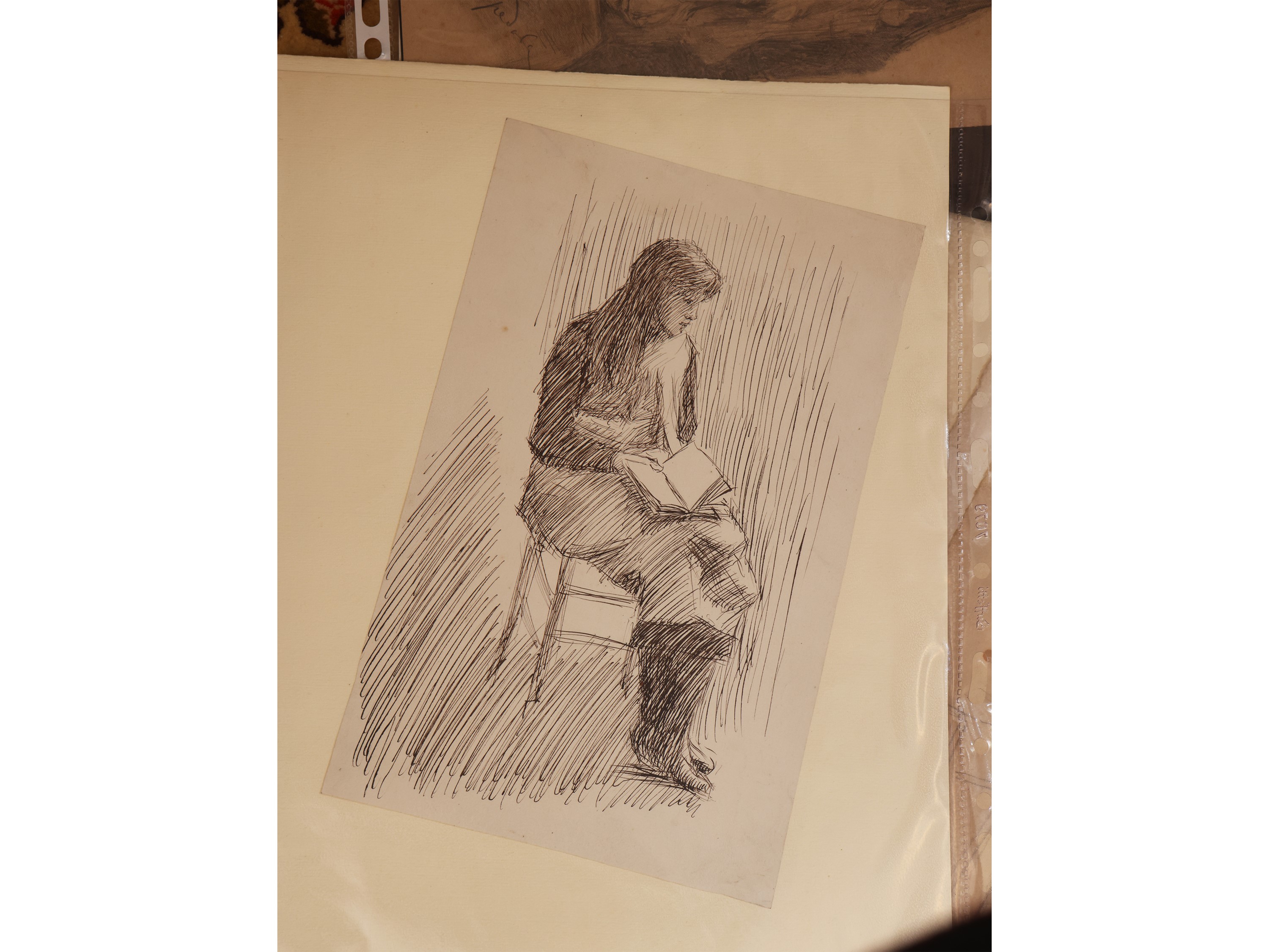 Raccolta di studi e schizzi a tecnica mista su carta (XIX/XX secolo), con firme tra cui Seve Sosp...
