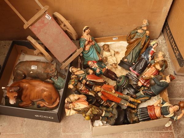 Assortment of terracotta nativity figures