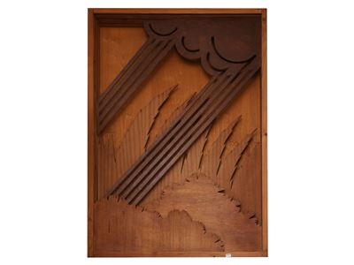 Composizione in legno, pannello a più strati con elementi amovibili