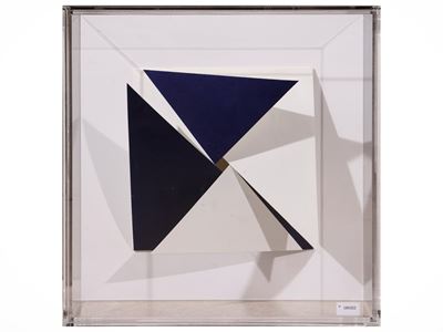 Senza titolo (Blu e bianco) (1965) — serigrafia entro teca in plexiglass