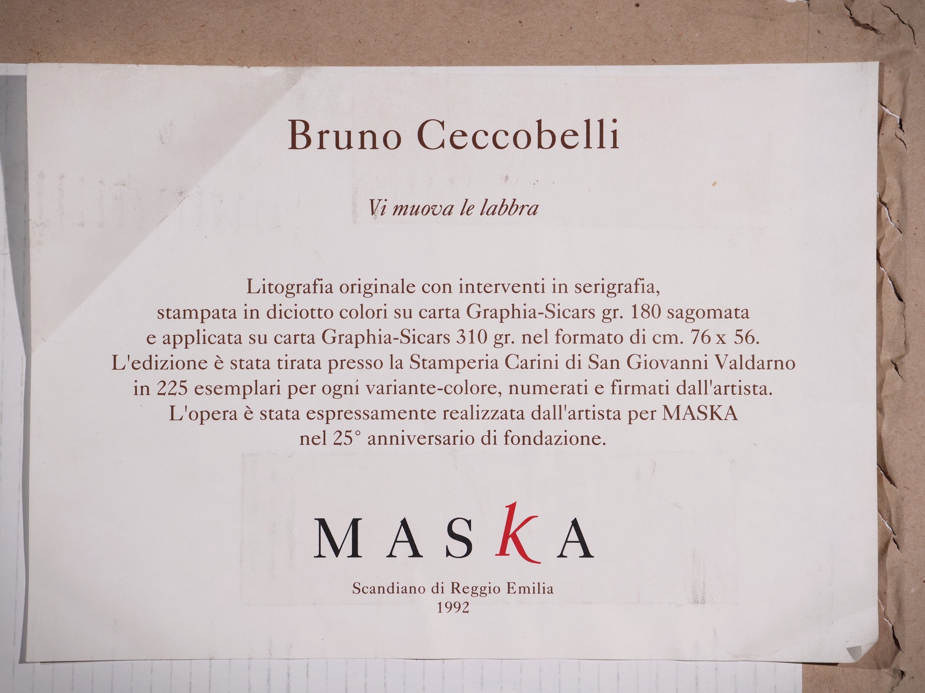 Bruno Ceccobelli - Senza titolo, 1992 (litografia)
