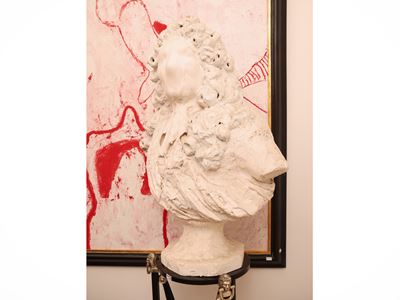 Busto in gesso su base lignea