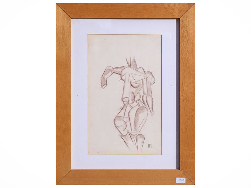 Liubov Sergeevna Popova - Nudo femminile, tecnica mista su carta applicata a cartoncino