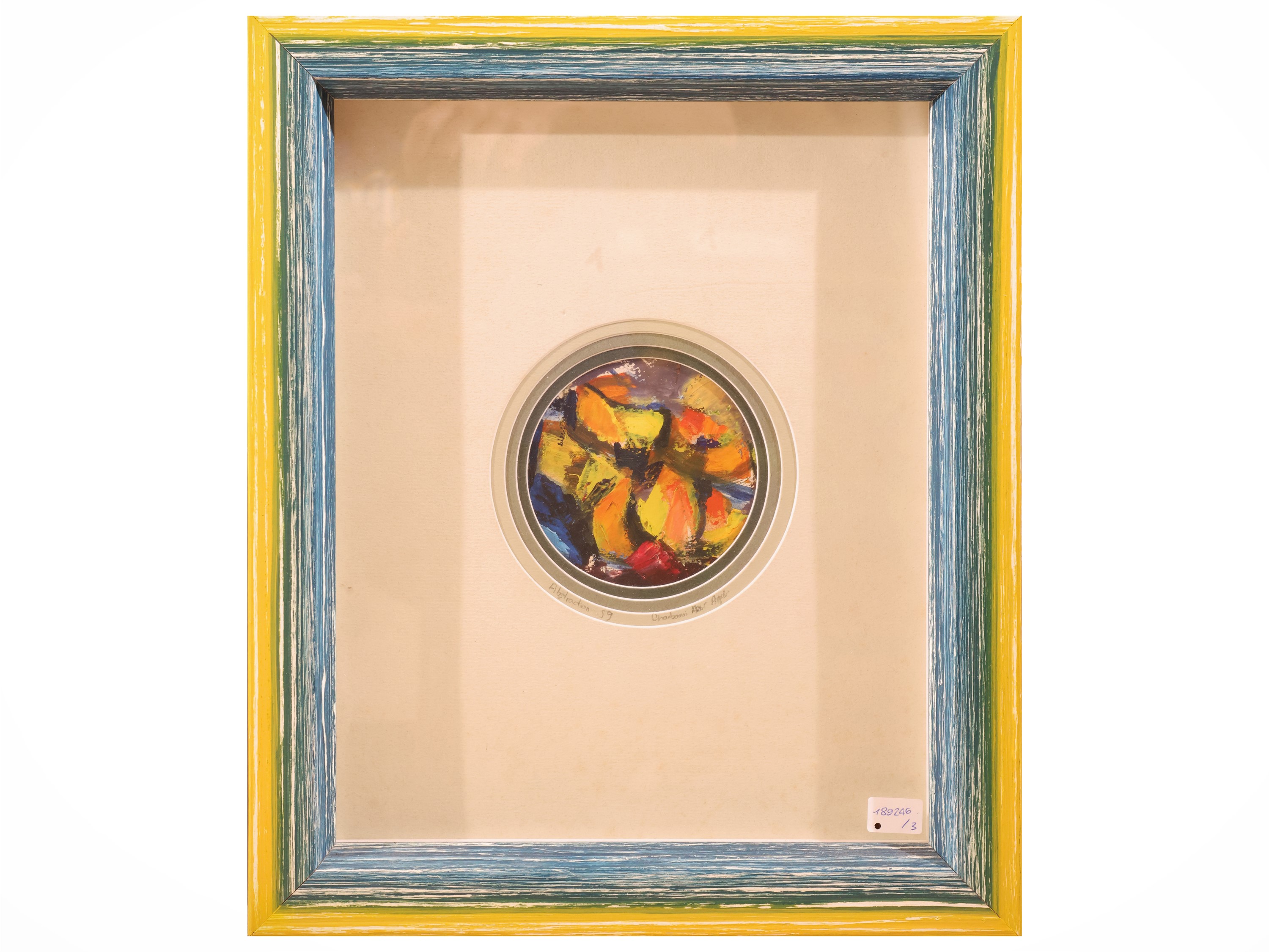 Raccolta di tre composizioni astratte, dipinti decorativi a olio su tela, firmati (XX-XXI secolo)