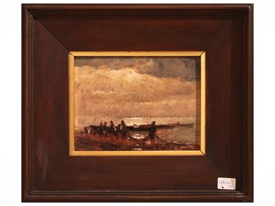 Vedute marine e Paesaggio campestre (serie di quattro dipinti a olio su tavoletta)