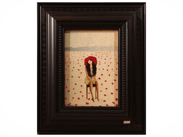 Girl sitting in a landscape