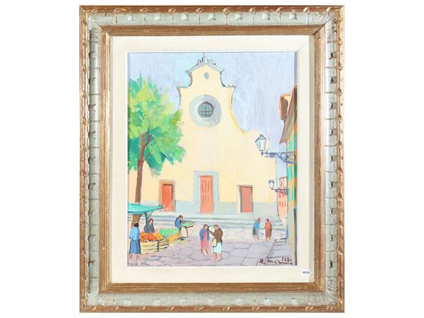 Rodolfo Marma : Piazza Santo Spirito 1981  - Asta Luce di Toscana. Maestri del Novecento - Maison Bibelot - Casa d'Aste Firenze - Milano