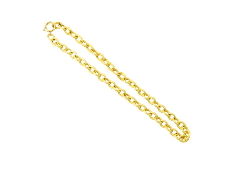 Collana girocollo in oro giallo 18 kt, maglie ovali, inizi del XX secolo