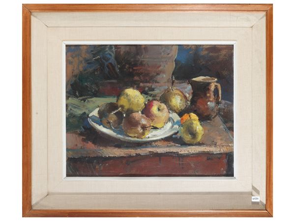 Francesco Bausi : Natura morta con frutta  - Asta Luce di Toscana. Maestri del Novecento - Maison Bibelot - Casa d'Aste Firenze - Milano