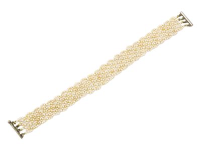 Bracciale in trina con piccole perle coltivate bianche, inizi secolo XX