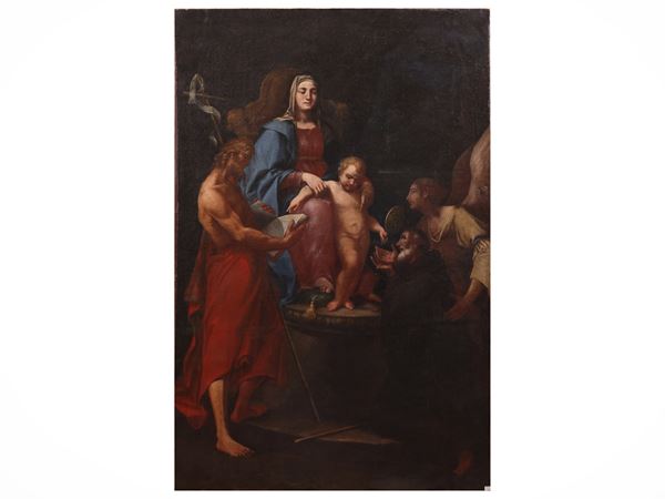 Scuola francese del XVII/XVIII secolo - Madonna with Child and Saints John the Baptist and Anthony the Abbot