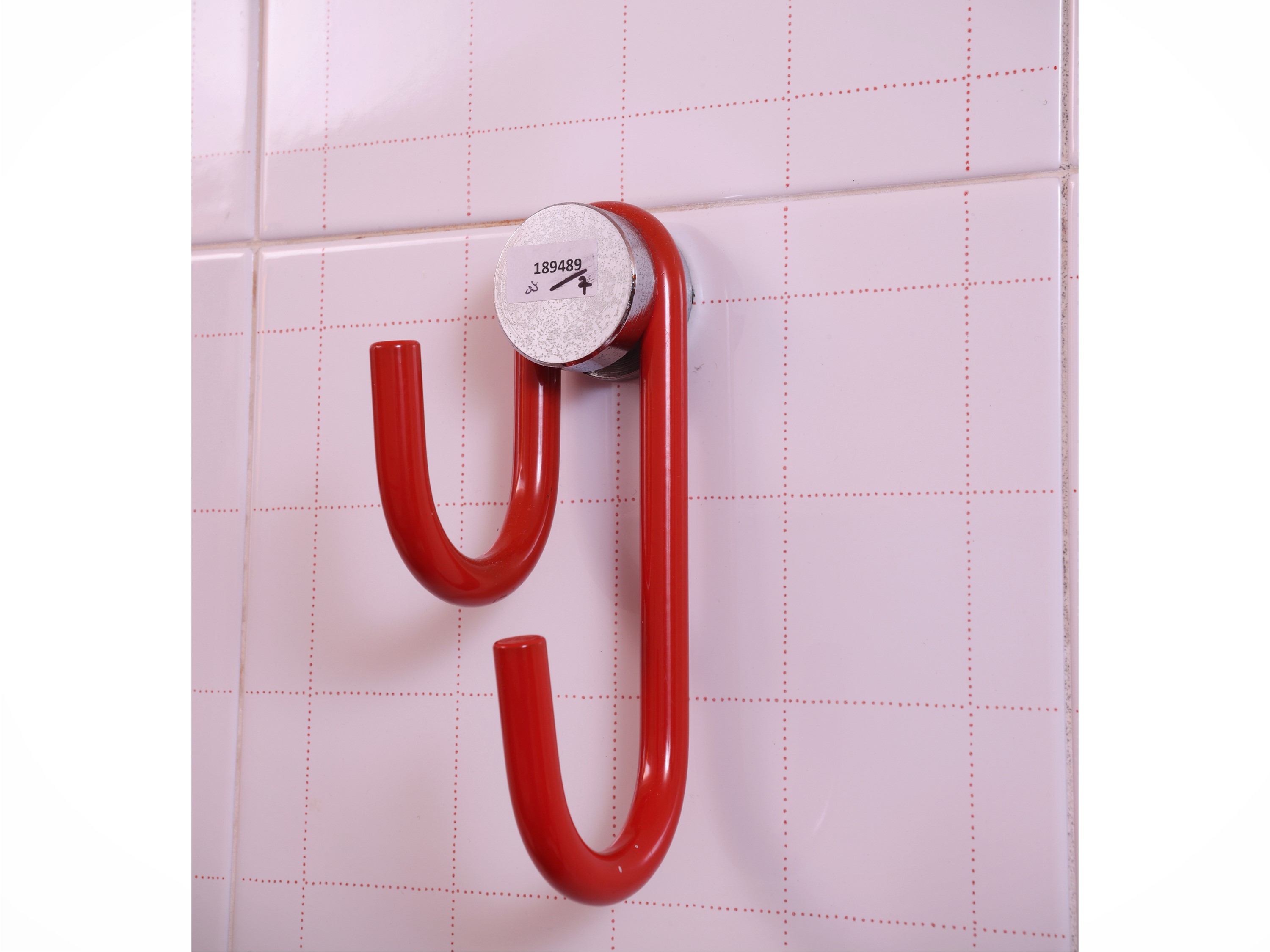 Set di accessori per stanza da bagno, metallo laccato rosso (portasalviette, porta rotolo e cinqu...