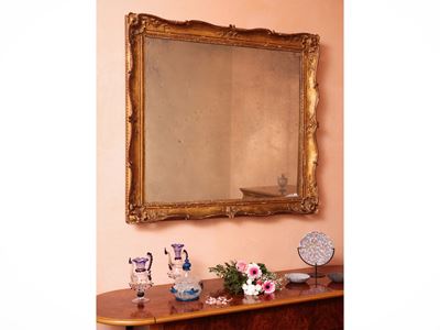 Specchiera con Cornice in Legno e Pastiglia Dorata