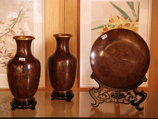 Trittico in smalti cloisonné