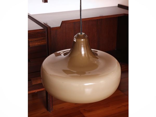 Lampada a sospensione in vetro doppio fumè