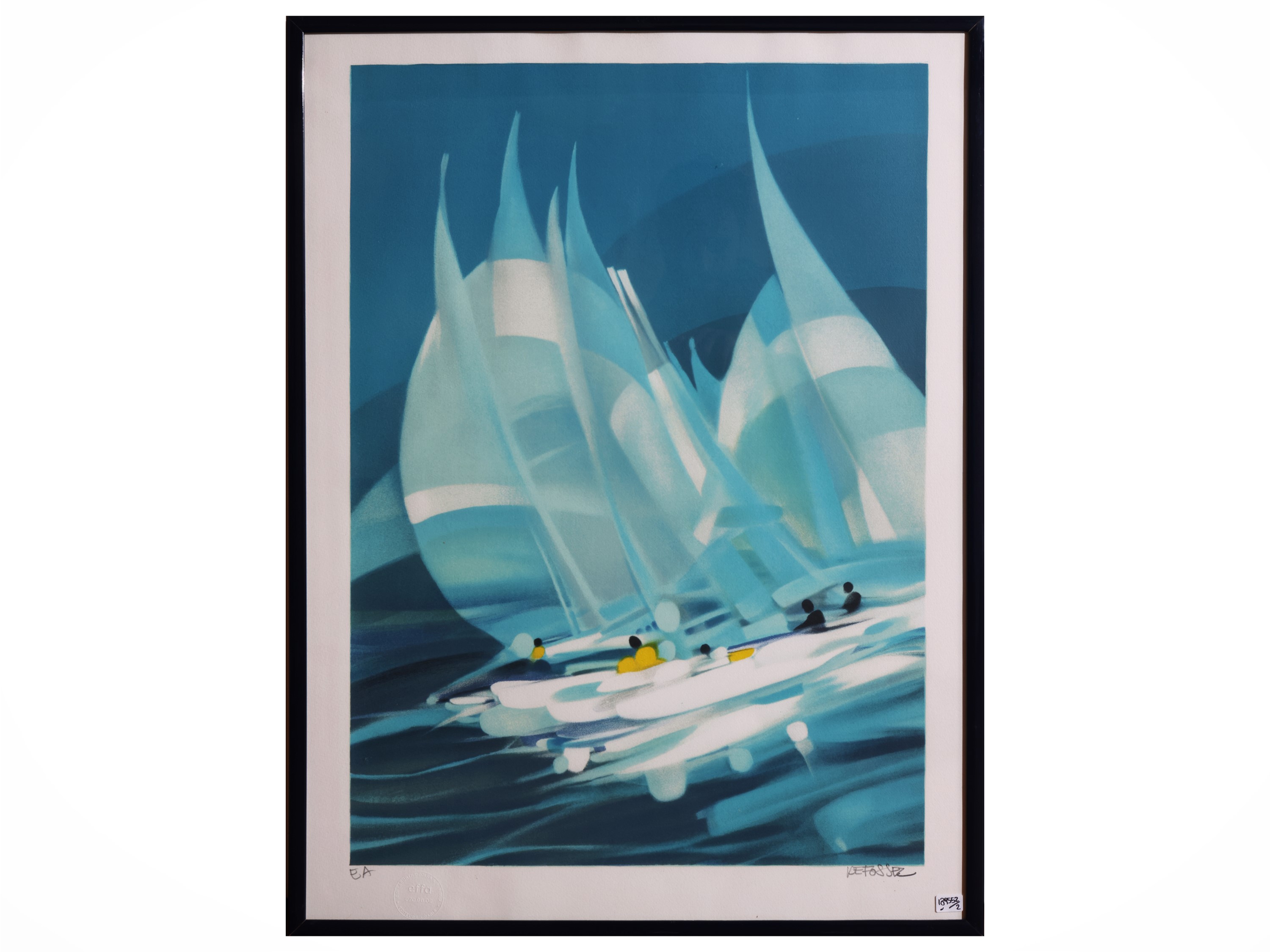 Alfred Defossez - Regata – Paesaggio mediterraneo, due litografie firmate
