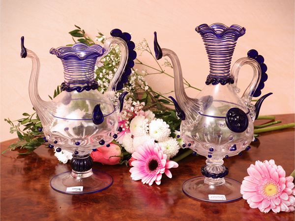 Pair of blown glass pourers