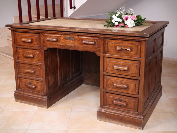 Large oak bench desk