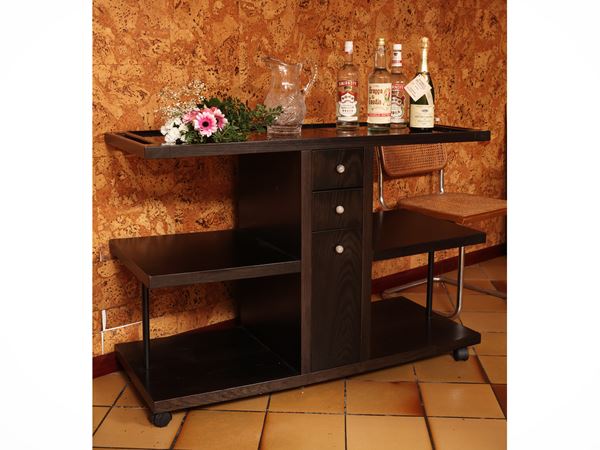 Dark wood bar cart