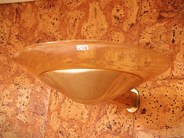 Coppia di applique in ottone e vetro soffiato  (Murano, Anni Ottanta)  - Asta La casa moderna - Maison Bibelot - Casa d'Aste Firenze - Milano