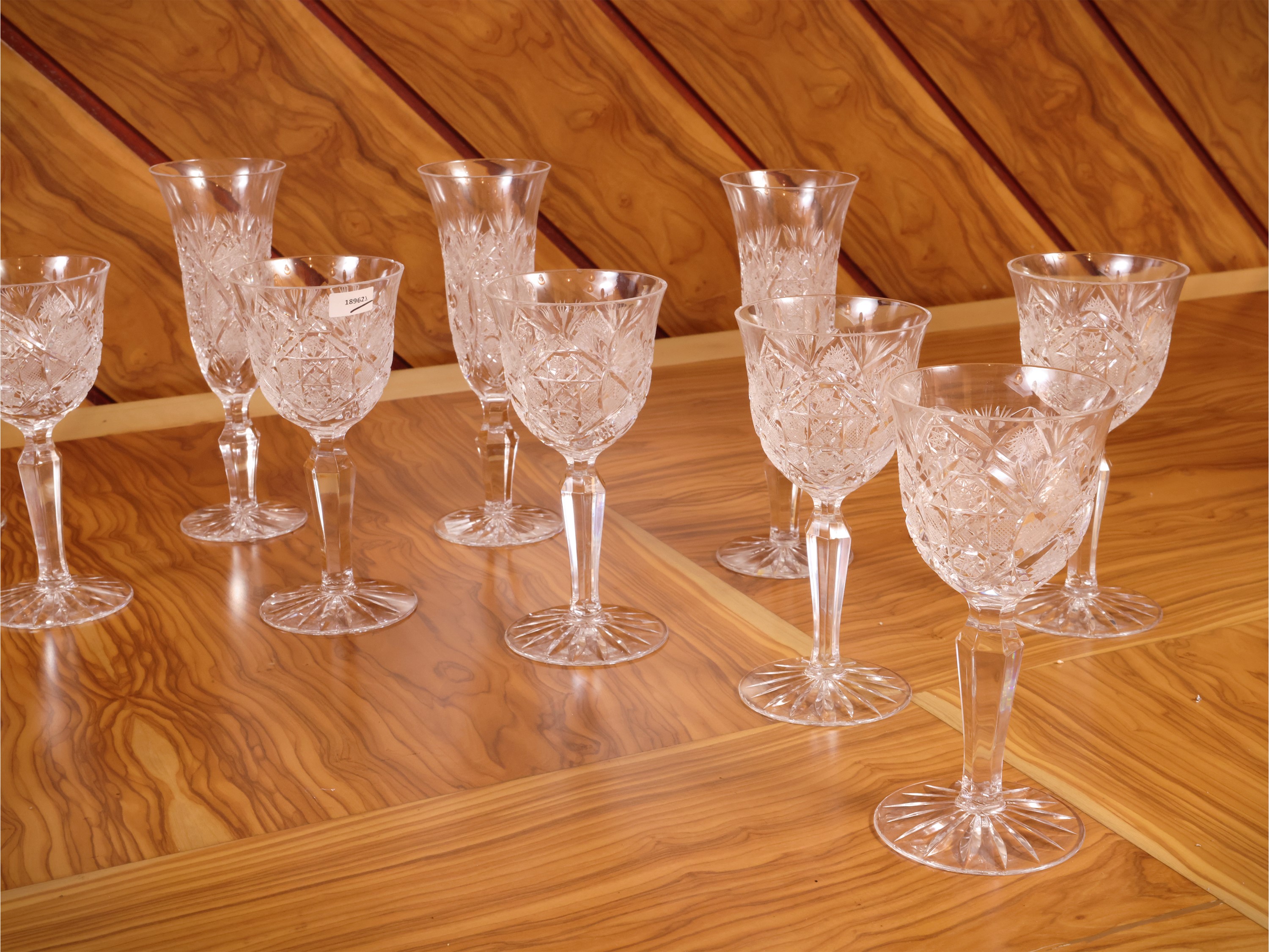 Carlo Moretti, Set da aperitivo in cristallo molato (Murano), 12 calici, 12 flûte e caraffa