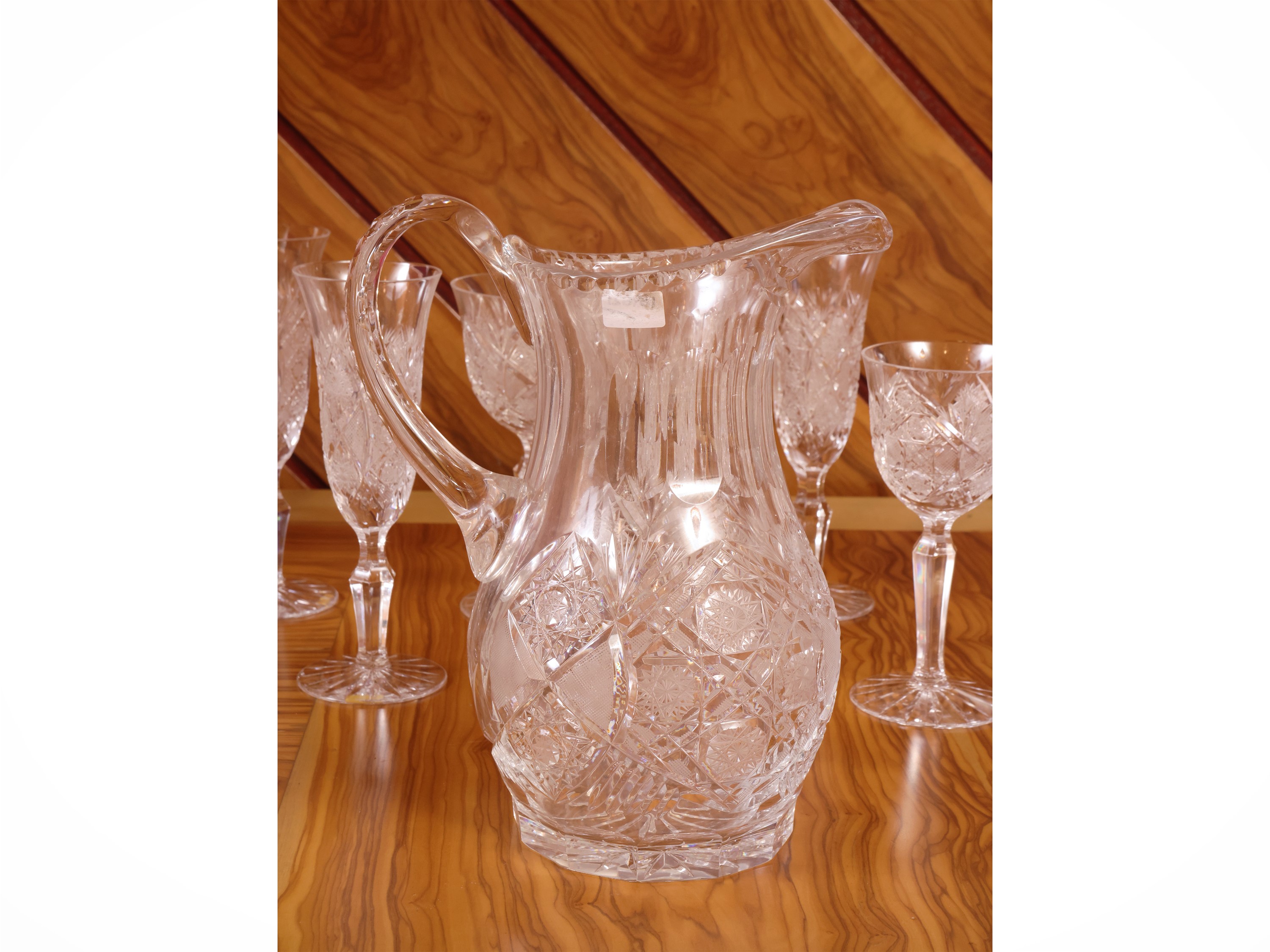 Carlo Moretti, Set da aperitivo in cristallo molato (Murano), 12 calici, 12 flûte e caraffa