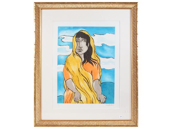 Domenico Cantatore : Figura femminile  - Asta Opere su carta - Maison Bibelot - Casa d'Aste Firenze - Milano