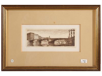Rodolfo Marma, Due incisioni: Piazza Santo Spirito e Chiesa del Cestello (grafica, XX secolo)