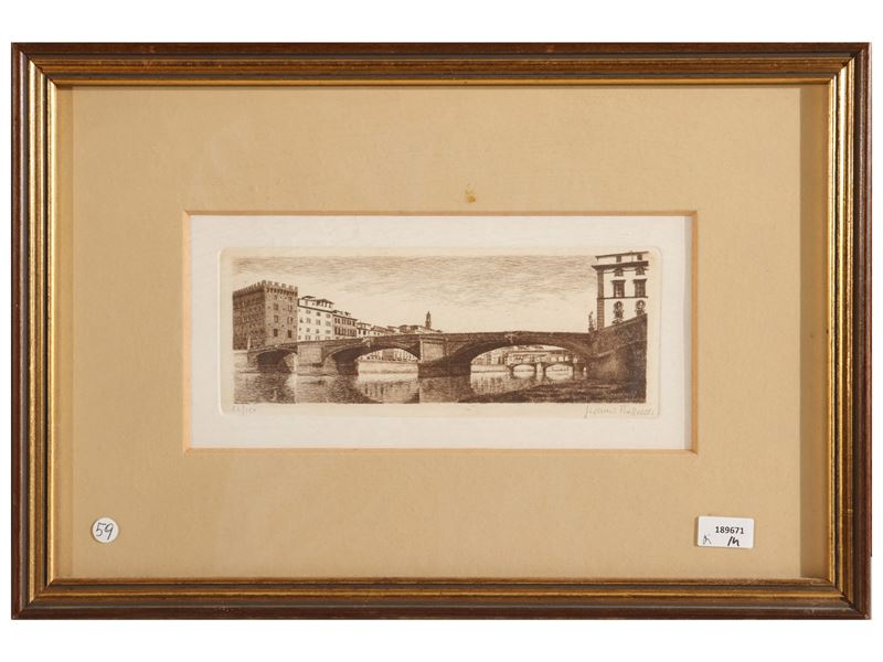 Rodolfo Marma, Due incisioni: Piazza Santo Spirito e Chiesa del Cestello (grafica, XX secolo)
