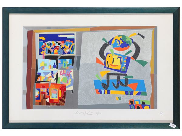 Ugo Nespolo : Composizione  - Asta Opere su carta - Maison Bibelot - Casa d'Aste Firenze - Milano