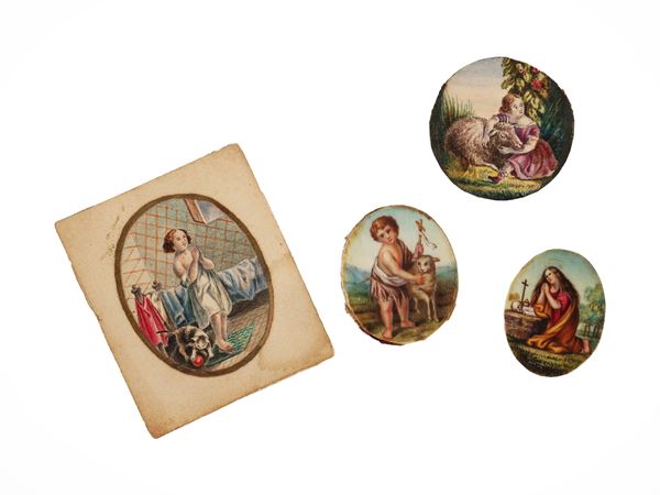 Giuseppe Cesari : Four miniatures  ((late 19th/early 20th century))  - Auction Déballage. Deals at Auction - Maison Bibelot - Casa d'Aste Firenze - Milano