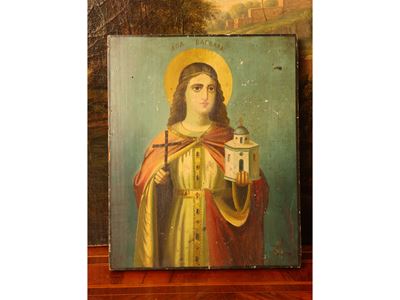 Icona russa, Santa Barbara (1911), tempera su tavola
