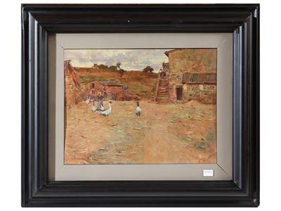 Scorcio di aia, olio su tavoletta (1888)