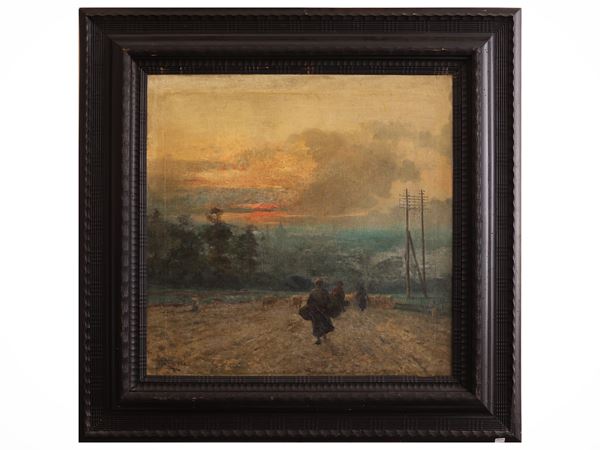 Campagna toscana con veduta di Firenze sullo sfondo 1921