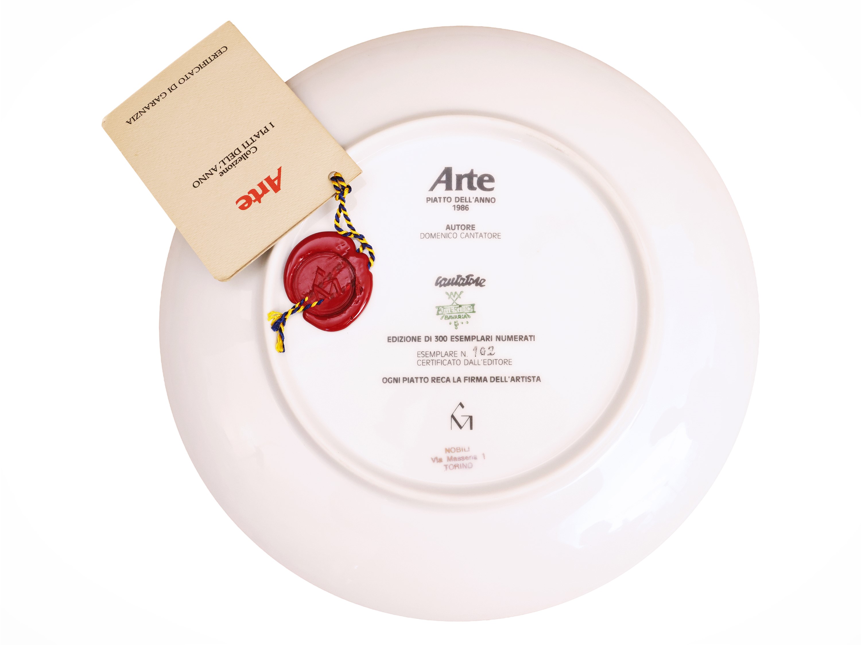 Domenico Cantatore - Piatto dell’anno 1986 in ceramica decorata con gallo