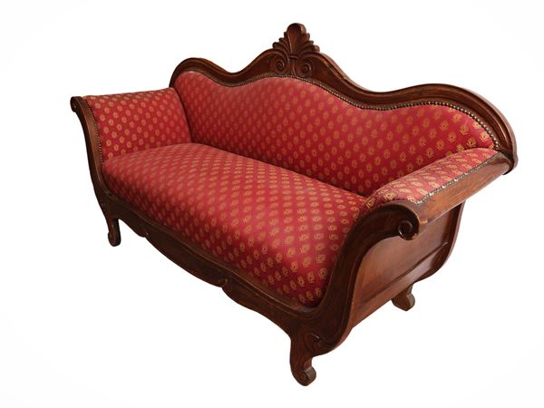 Walnut boat sofa