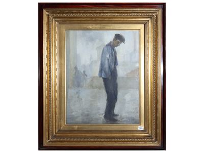Figura maschile, olio su tela firmato