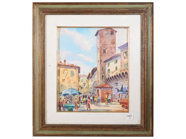 Veduta del Mercato di San Lorenzo e della Torre di Corso Donati a Firenze