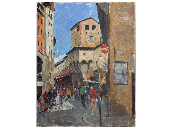 Fosco Pavi : Scorcio di Ponte Vecchio 1998  - Asta Luce di Toscana. Maestri del Novecento - Maison Bibelot - Casa d'Aste Firenze - Milano